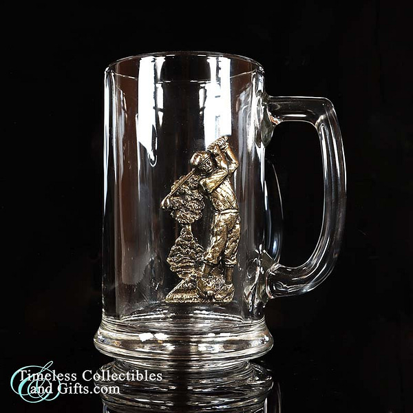 1988 Metzke Pewter Golf Glass Beer Stein 1