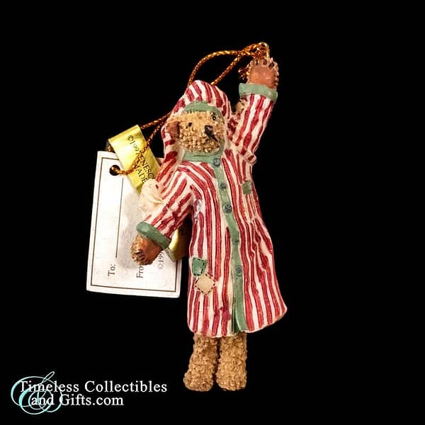 1997 Enesco Tiny Tompkins Sleeping Bear Ornament Red Stripe 1