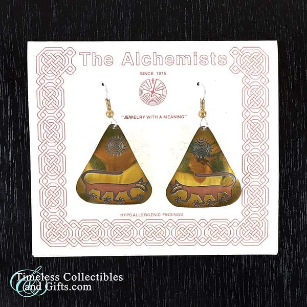 Cougar Petroglyphs Design The Alchemists Laser Cut Metal Jewelry Earring 1