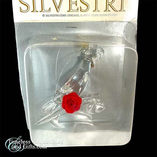 Silvestri Glass Clear Parrot with Rose Ornament 1 copy 1