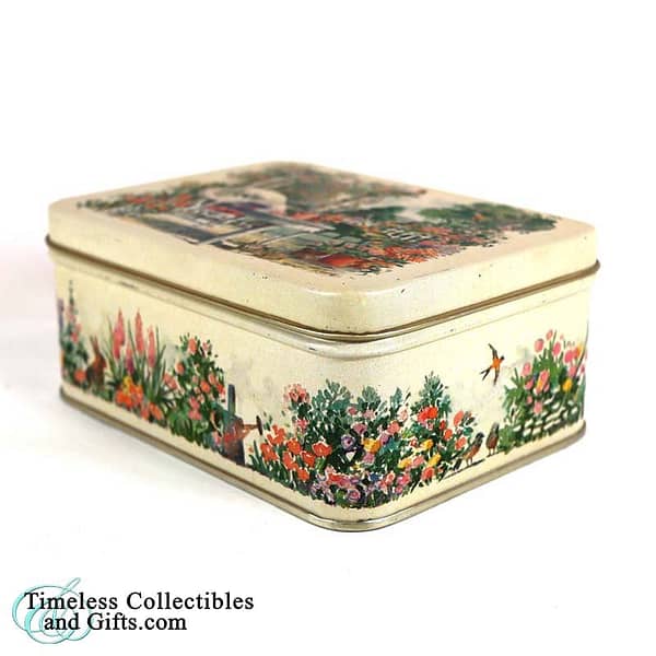 Tin Rectangular Box English Summer Garden Theme 4