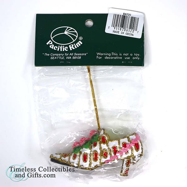 1623 Pacific Rim High Heel Pink White Green Shoe Ornament 1