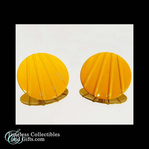 Earrings Yellow Enamel Pierced 1