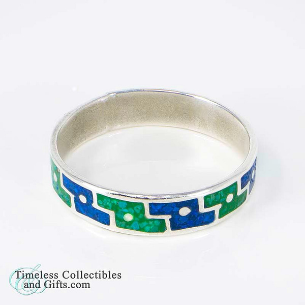 Sterling Silver Malachite Azurite Inlaid Ring 2